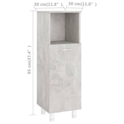 vidaXL Kylpyhuonekaappi betoninharmaa 30x30x95 cm tekninen puu