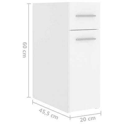 vidaXL Apteekkarinkaappi valkoinen 20x45,5x60 cm lastulevy