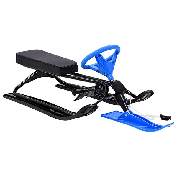 vidaXL Rattikelkka musta ja sininen