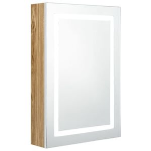 vidaXL LED kylpyhuoneen peilikaappi valkoinen ja tammi 50x13x70 cm