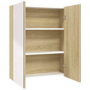 vidaXL LED kylpyhuoneen peilikaappi 60x15x75 cm MDF valkoinen ja tammi