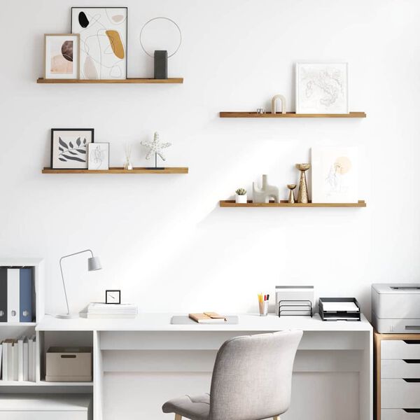 vidaXL Sein&auml;hylly hyllyll&auml; 4 pcs Ruskea 80 x 9 x 3 cm Tekninen puu