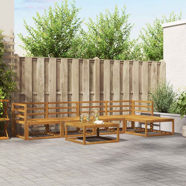 vidaXL Ulkosohvakokoelma 6 pcs Luonnollinen Tihe&auml; akasiapuu