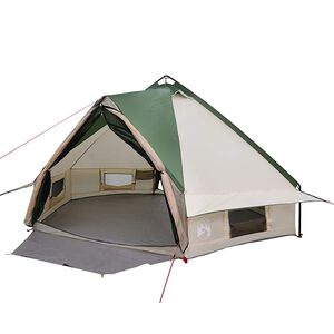 vidaXL Teepee-teltta 6-hengelle 6 hengelle Vihre&auml; ja valkoinen
