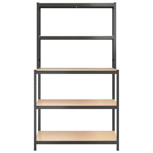 vidaXL 5-tasoinen Työpöytä hyllyillä antrasiitti teräs ja tekninen puu