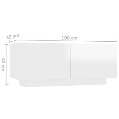 vidaXL Yöpöytä korkeakiilto valkoinen 100x35x40 cm lastulevy