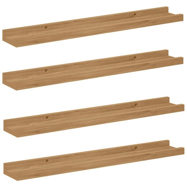vidaXL Sein&auml;hylly hyllyll&auml; 4 pcs Ruskea 60 x 9 x 3 cm Tekninen puu
