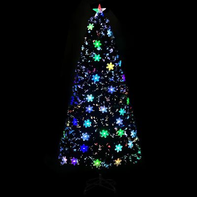 vidaXL Joulukuusi LED-lumihiutaleilla musta 150 cm kuituoptiikka
