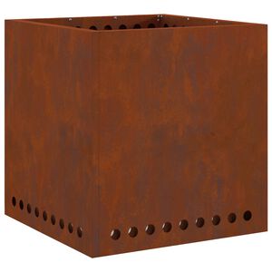 vidaXL Savuton tulikulho Ruosteinen 48 x 48 x 50 cm S&auml;&auml;nkest&auml;v&auml; ter&auml;s