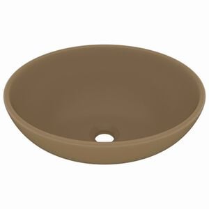 vidaXL Ylellinen pesuallas ovaali matta kerma 40x33 cm keraaminen