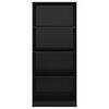 vidaXL 4-tasoinen kirjahylly korkeakiilto musta 60x24x142 cm lastulevy