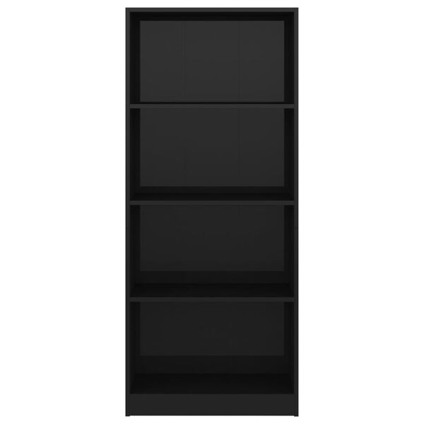 vidaXL 4-tasoinen kirjahylly korkeakiilto musta 60x24x142 cm lastulevy