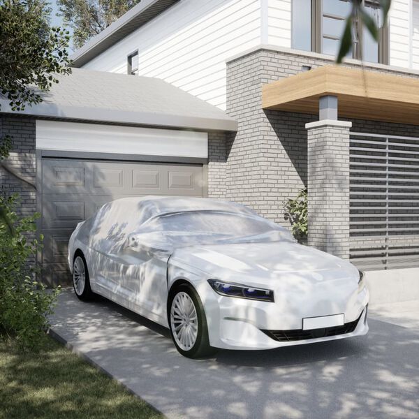 vidaXL Auton puolipeite koukuilla hopea M PEVA