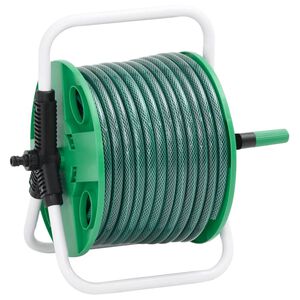 vidaXL Vapaasti seisova vihre&auml; letkukela 20 m letkulla PVC