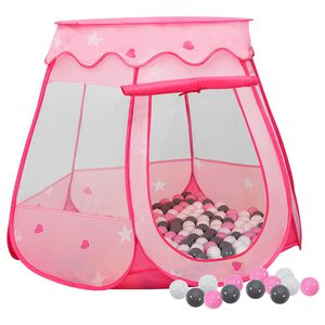 vidaXL Lasten leikkiteltta 250 pallolla pinkki 102x102x82 cm