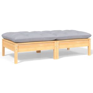 vidaXL 2-istuttava Puutarhasohva harmaat tyynyt t&auml;ysi m&auml;nty