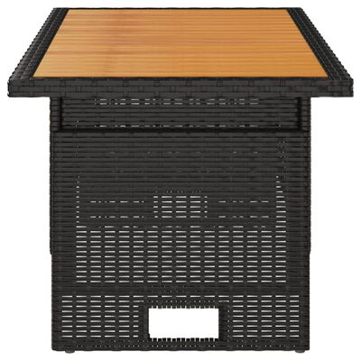 vidaXL Puutarhapöytä musta 100x50x43/63 cm akasiapuu ja polyrottinki