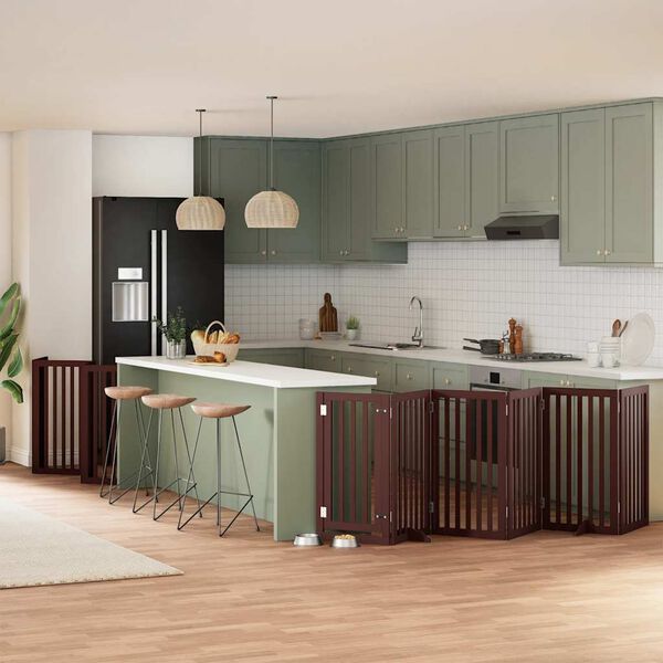 vidaXL Koiraportti kokoontaittuva 15 paneelia ruskea 750 cm poppelipuu