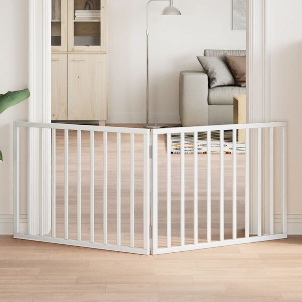 vidaXL Koiraportti, kokoontaitettava, 2 paneelia, valkoinen, 160 cm, poppelipuu