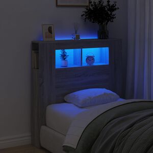 vidaXL S&auml;ngynp&auml;&auml;ty LED-valoilla harmaa Sonoma 100x18,5x103,5 cm puu