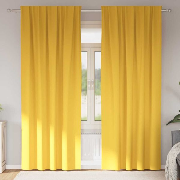 vidaXL Piment&auml;v&auml; verho renkailla 2 pcs Sinappikeltainen 260 x 140 cm