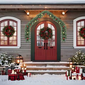 vidaXL Jouluk&ouml;ynn&ouml;s koristeltu joulupalloilla ja LED-valoilla 5 m