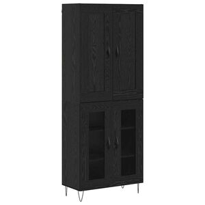 vidaXL Korkea kaappi Musta tammi. 69,5 x 34 x 180 cm Tekninen puu