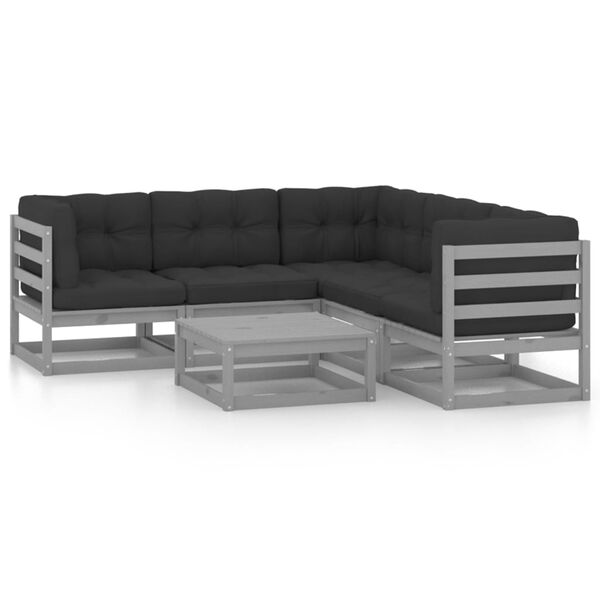 vidaXL 6-osainen Puutarhasohvasarja tyynyillä täysi mänty