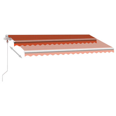 vidaXL Sisäänkelattava markiisi LED/tuulisens. 450x300cm oranssiruskea