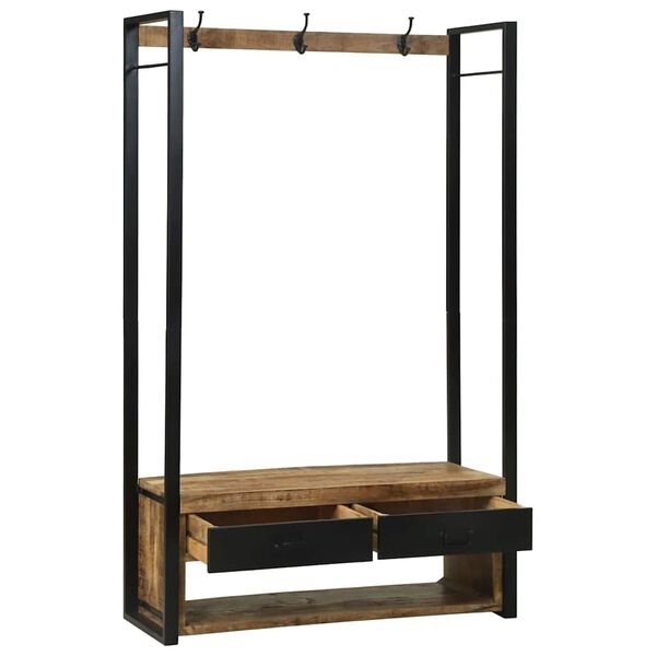 vidaXL Vaaterackki hyllyllä Ruskea 110 x 40 x 185 cm Täysi Mangopuu