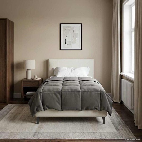 vidaXL Kes&auml;peitto Quiltottu Vaaleanharmaa 155 x 220 cm Mikrokuitu