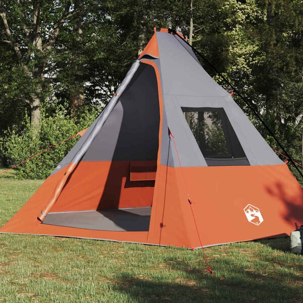 vidaXL Tipi-teltta Harmaa ja oranssi 383 x 338 x 217 cm taffeta