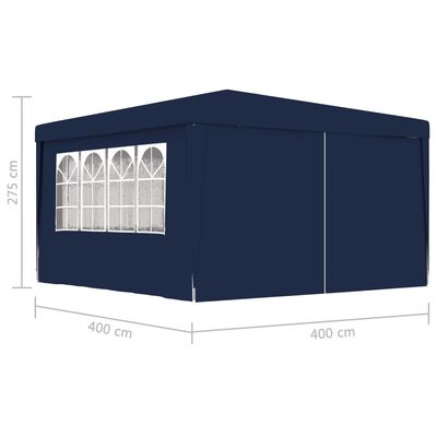 vidaXL Ammattilaisten juhlateltta sivuseinillä 4x4 m sininen 90 g/m²
