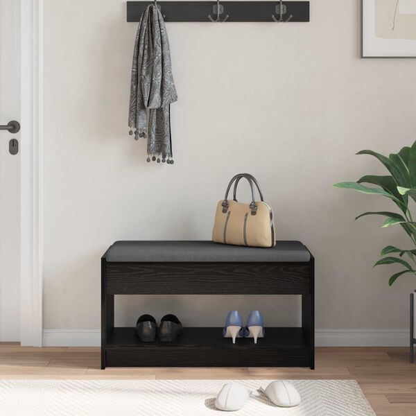 vidaXL Halli penkki Musta Tammi 83 x 38 x 45 cm Insin&ouml;&ouml;ripuu ja kangas