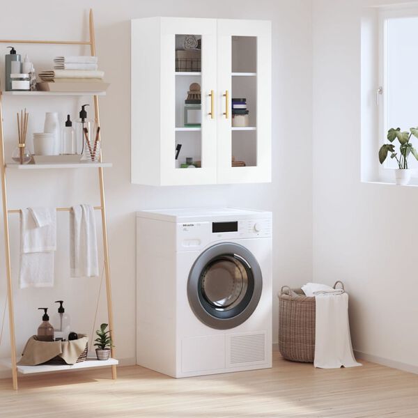 vidaXL Sein&auml;kiinnitett&auml;v&auml; kaappi valkoinen 69,5x34x90 cm