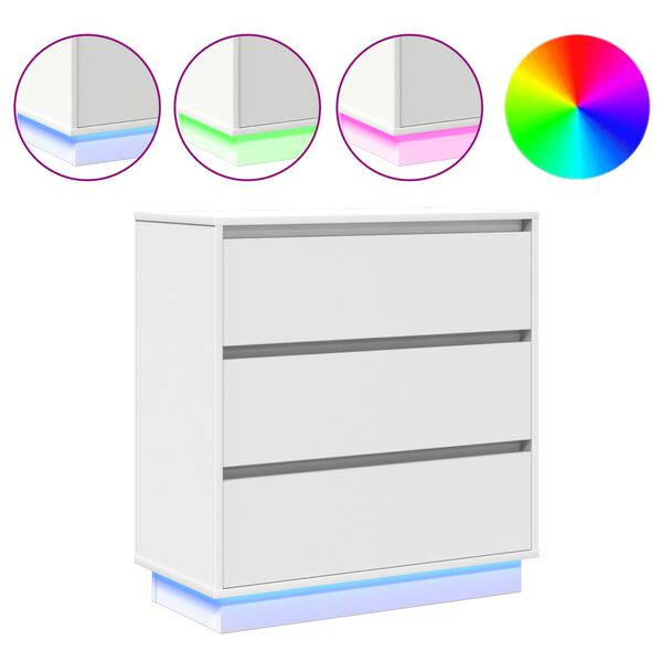 vidaXL Yöpöytäkaappi Valkoinen 71 x 34,5 x 75 cm Tekninen puu