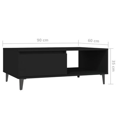 vidaXL Sohvapöytä musta 90x60x35 cm lastulevy