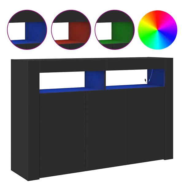 vidaXL Sivup&ouml;yt&auml; LED -nauhavalot Musta 116 x 30 x 75 cm Tekninen puu