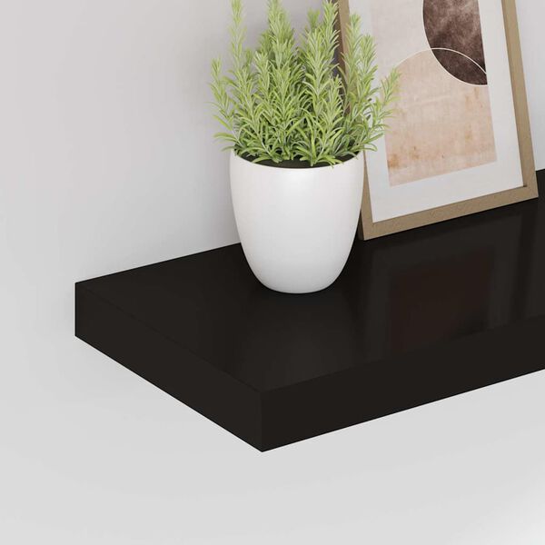 vidaXL Kelluvat sein&auml;hyllyt 2 kpl musta 50x23x3,8 cm MDF