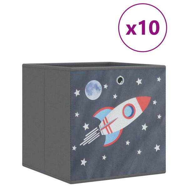 vidaXL Taitettavat s&auml;ilytyslaatikot 10 kpl harmaa 32x32x32 cm