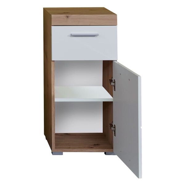 Trendteam Kylpyhuoneen lattiakaappi Amanda valkoinen ja oksainen tammi