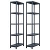 vidaXL Varastohyllyt 2 kpl 125 kg muovi 60x30x180 cm musta