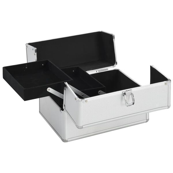 vidaXL Meikkikotelo 22x30x21 cm hopea alumiini