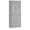vidaXL Kaappi betoninharmaa 69,5x34x180 cm tekninen puu