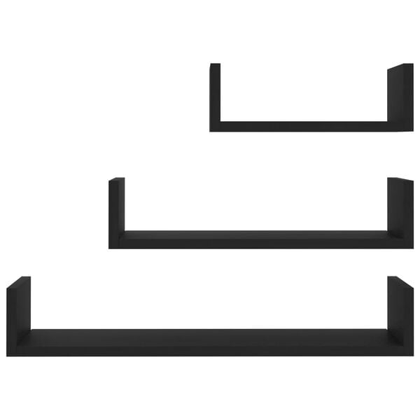 vidaXL Sein&auml;hyllyt 3 kpl musta tekninen puu