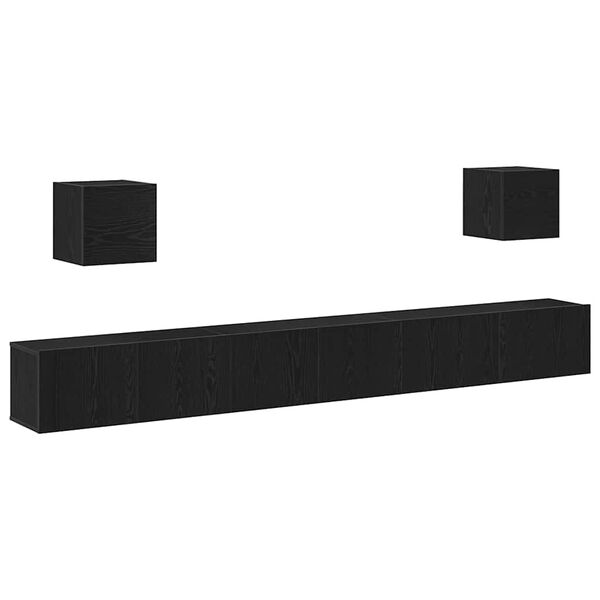 vidaXL TV-tasosetti 7 pcs Musta tammi. 100 x 30 x 30 cm Tekninen puu