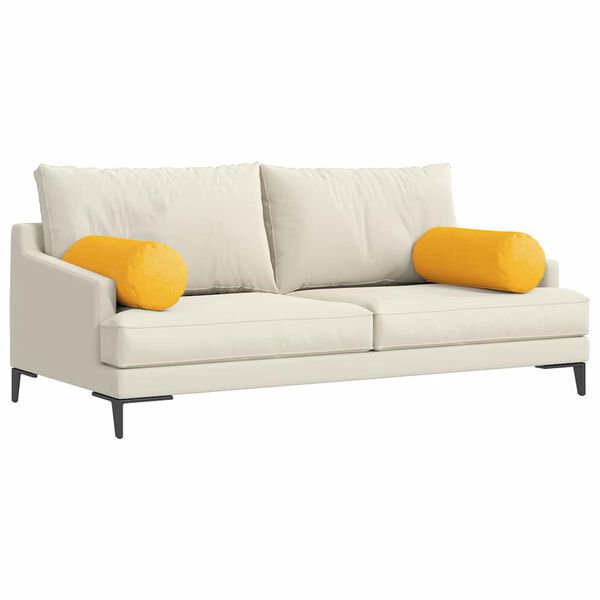 vidaXL Pystytyynyt 2 pcs Vaalea keltainen Ø 25 x 70 cm Korduroikangas