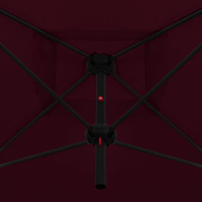 vidaXL Tupla-aurinkovarjo terästanko 250x250 cm viininpunainen
