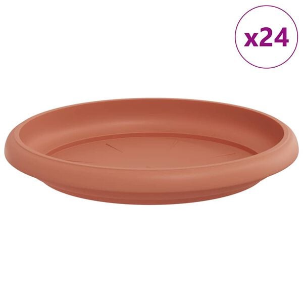 vidaXL Py&ouml;re&auml; kukkatarjotin 24 pcs Tiilenpunainen &Oslash; 14 x 2 cm Muovi
