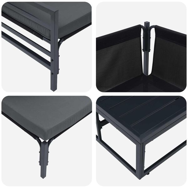 vidaXL Puutarhasohva Setti tyynyllä 7 pcs Musta Teräs